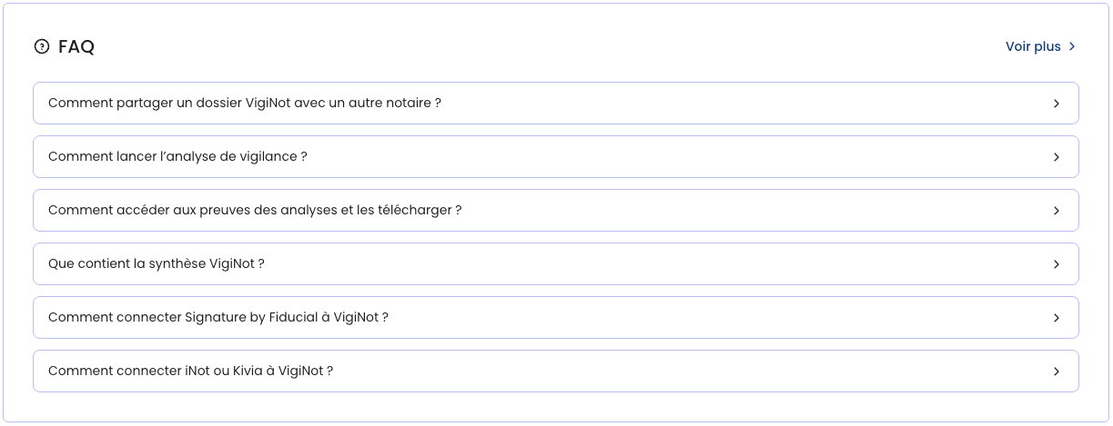 Module « FAQ » du tableau de bord